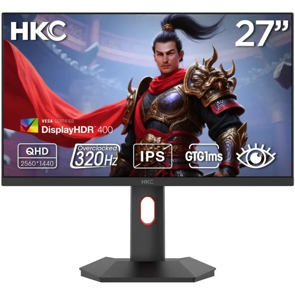HKC G27H4P 27" Fast IPS Gaming Monitor WQHD 25601440 320Hz 1ms DIC HDR400 95% DCI-P3 Adjustable HAS Tilt Pivot Height DP+HDMI 2.1