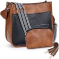 thumbnail image 1 of HKCLUF Women's Eco-Friendly Vegan Leather Crossbody Bag and Wallet Set, Black with Brown, 2 Pieces, 1 of 8