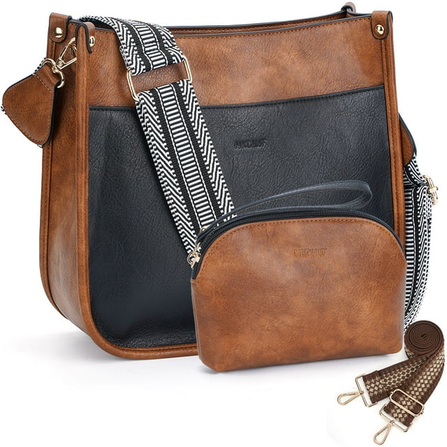 HKCLUF Crossbody Bag for Women 2pcs Leather Crossbody Bag and Wallet