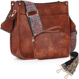 HKCLUF Women's Crossbody Bag & Wallet Set, 2pcs Leather