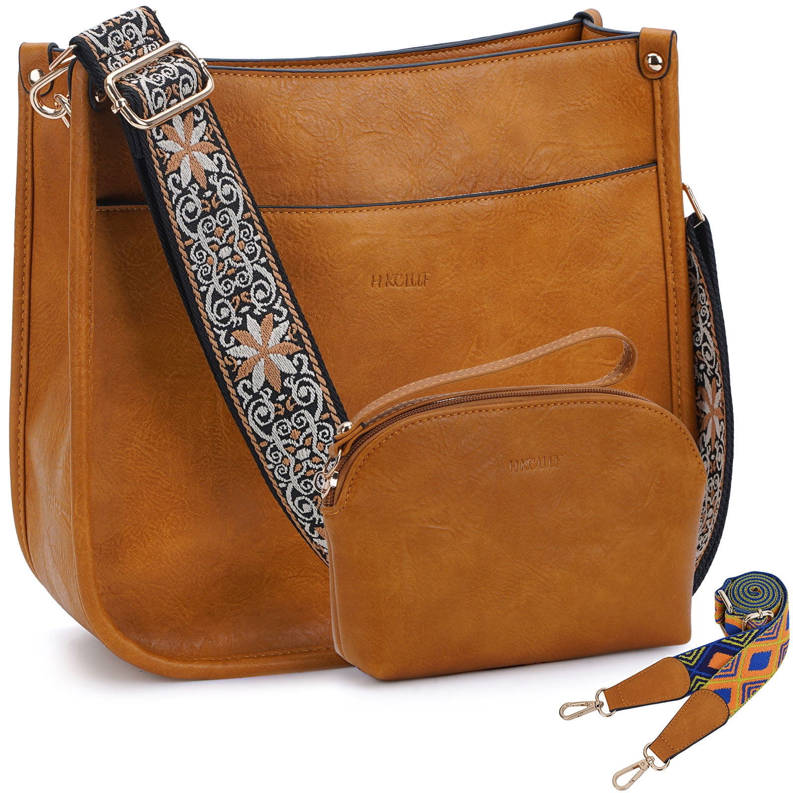 HKCLUF Crossbody Bag for Women 2pcs Leather Crossbody Bag and Wallet Set With 2 Replacement