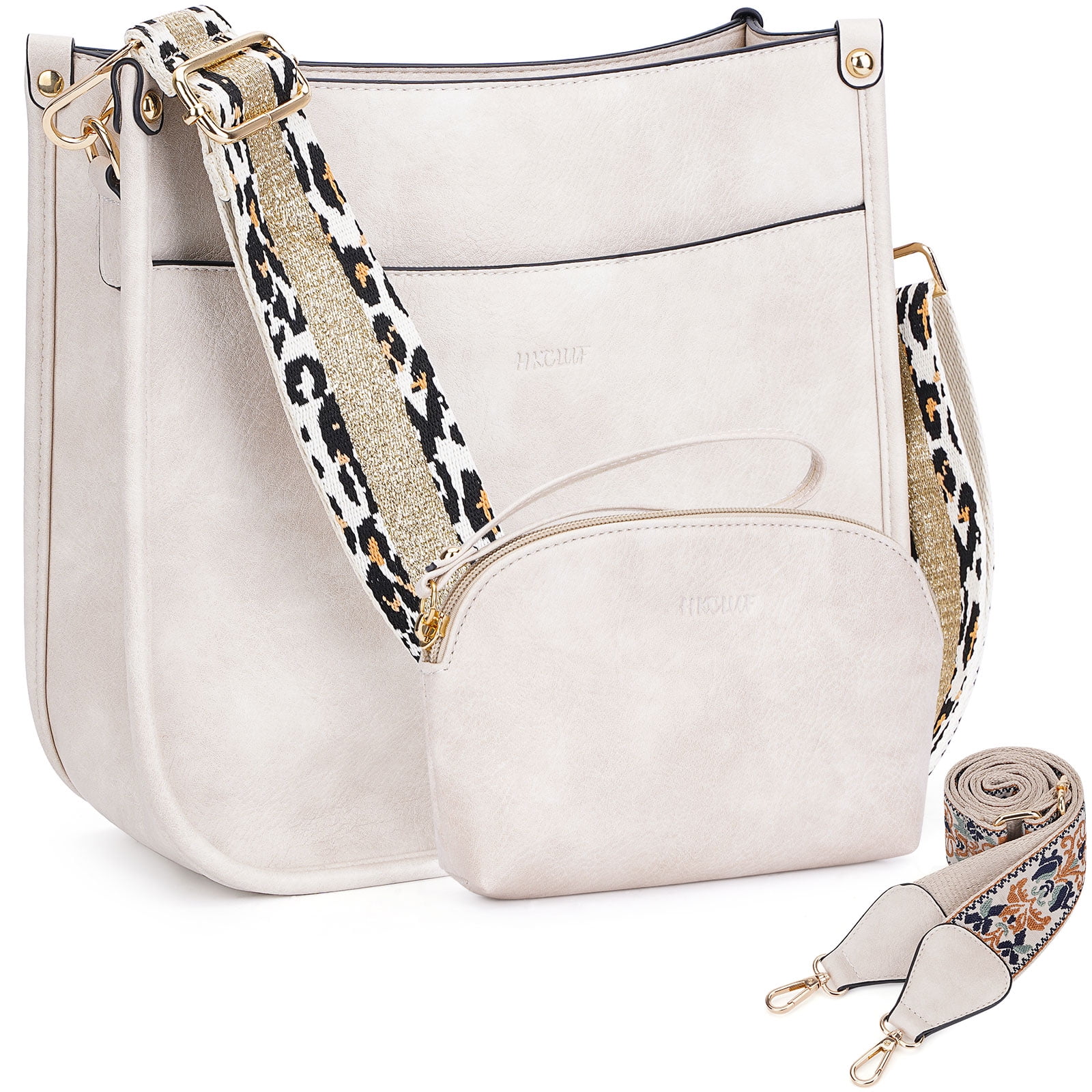 HKCLUF Crossbody Bag for Women 2pcs Leather Crossbody Bag and Wallet Set With 2 Replacement