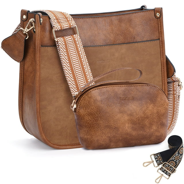 HKCLUF Crossbody Bag for Women 2pcs Leather Crossbody Bag and Wallet Set With 2 Replacement