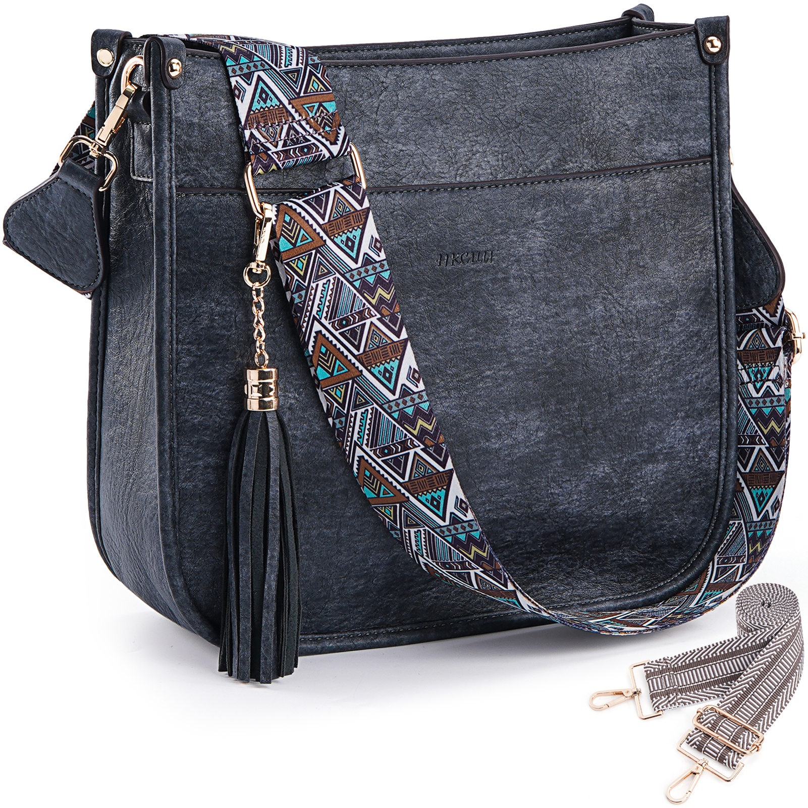 HKCLUF Crossbody Bags for Women Designer Leather Hobo Handbags With 2