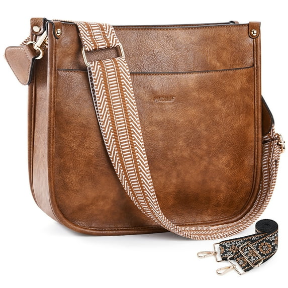 HKCLUF Crossbody Bags for Women Designer Leather Hobo Handbags With 2 Adjustable Leopard Guitar Strap Shoulder Bucket Bags