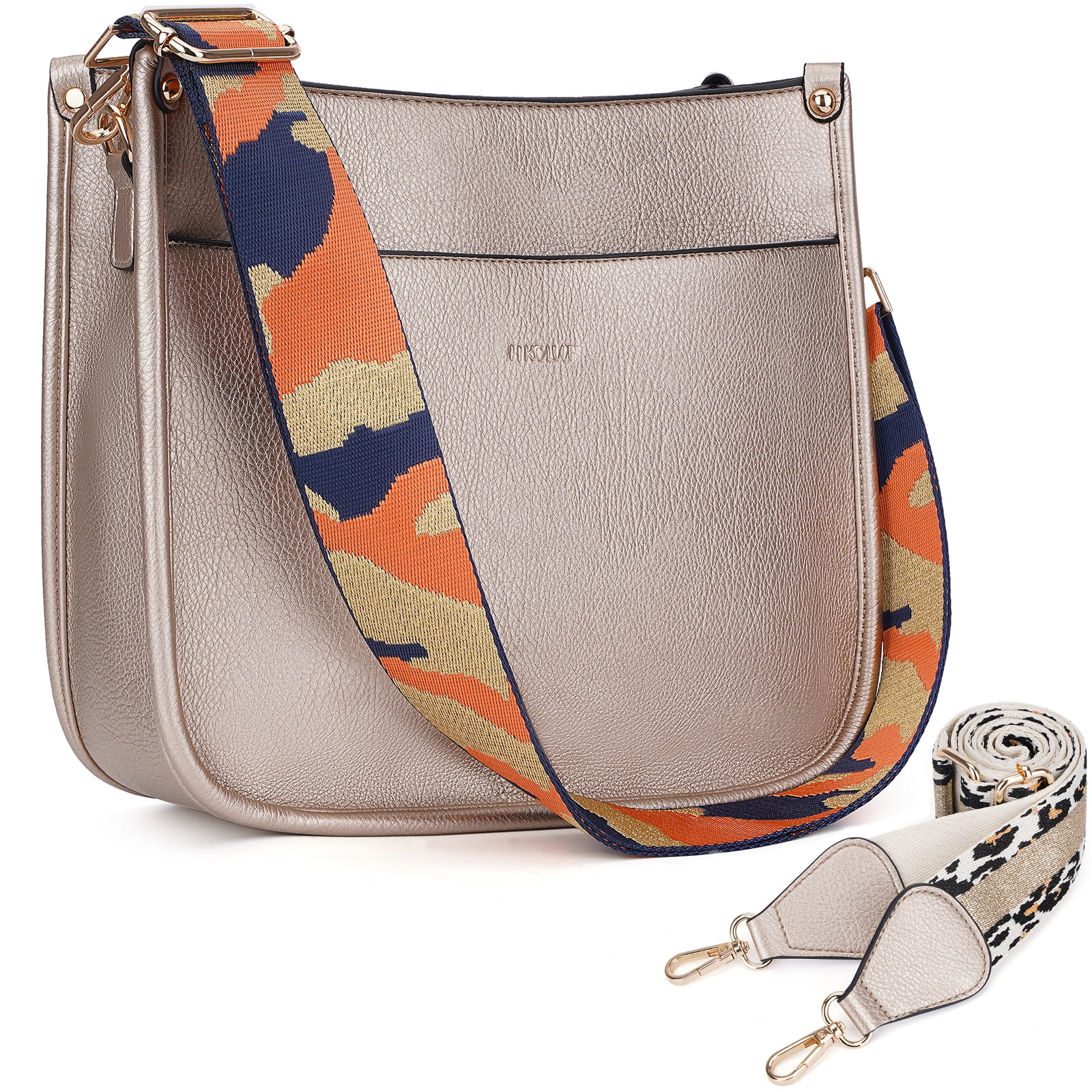 HKCLUF Women's Designer Vegan Leather Crossbody Purse with 2