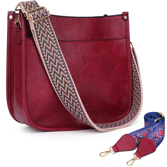 HKCLUF Crossbody Bags for Women Designer Leather Hobo Handbags With 2 Adjustable Leopard Guitar Strap Shoulder Bucket Bags