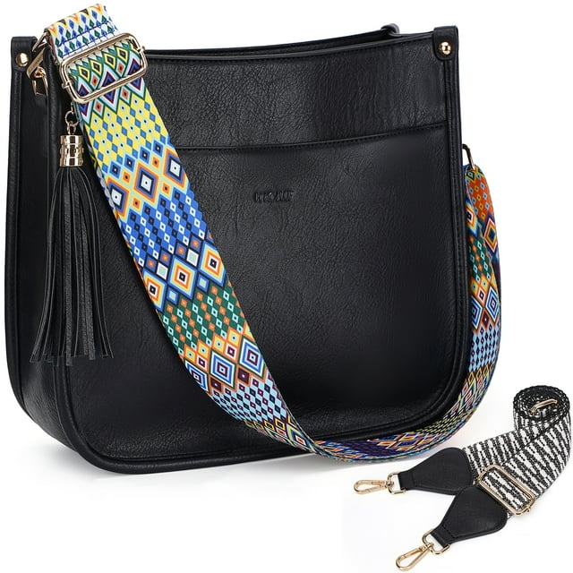 HKCLUF Women's Designer Leather Crossbody Purse with Adjustable Leopard