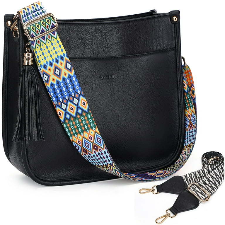 HKCLUF Women's Designer Leather Crossbody Purse with Adjustable