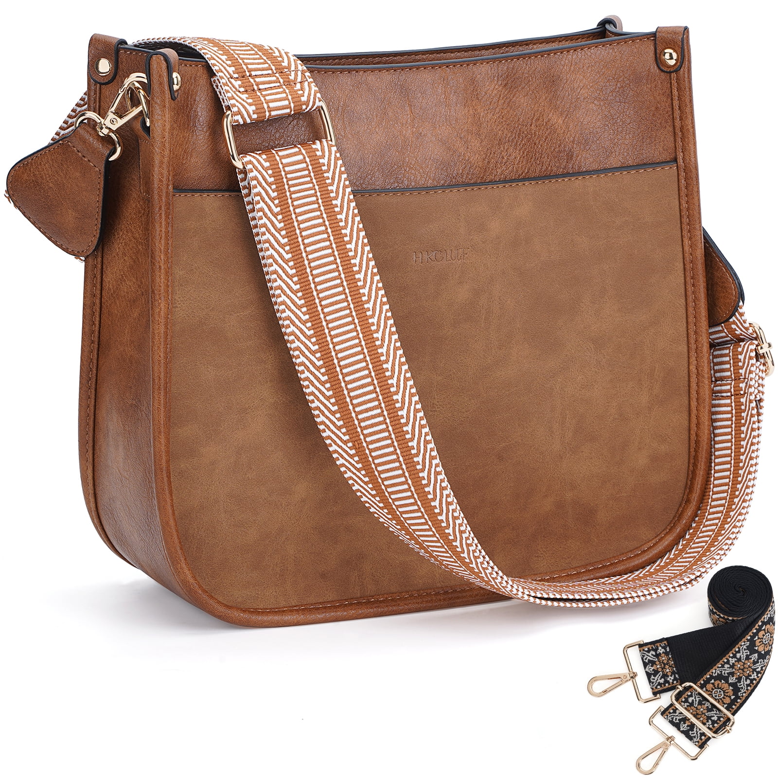 HKCLUF Crossbody Bags for Women Trendy Vegan Leather Hobo Handbags With