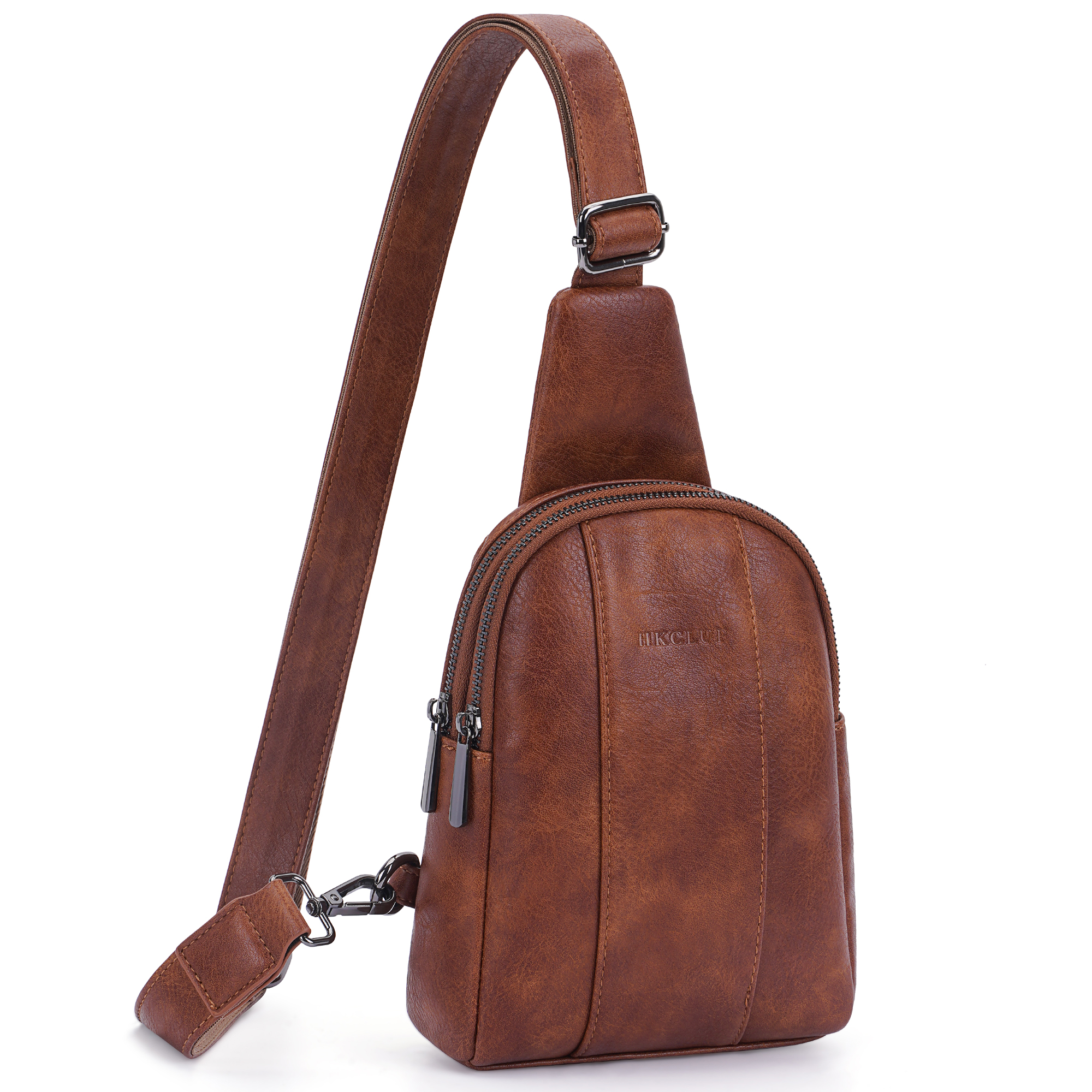 BULLCAPTAIN Men's Sling Bag Genuine Leather Chest Shoulder Backpack ...
