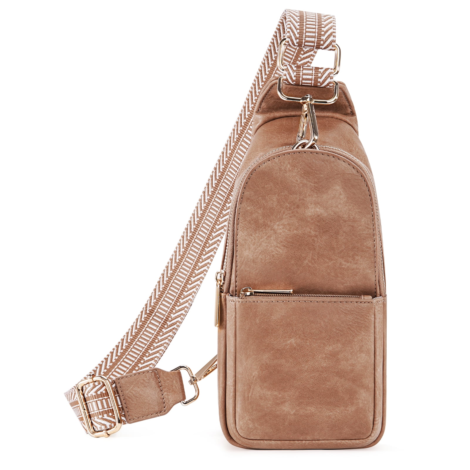 HKCLUF Women Chest Bag Sling Bag Small Crossbody PU Leather Satchel Daypack Shoulder Backpack for Traveling Hiking