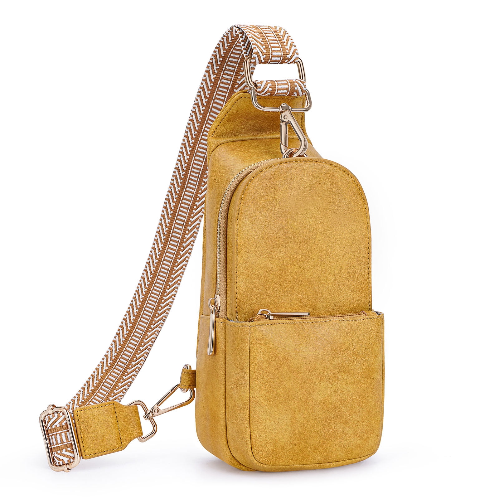 HKCLUF Women Chest Bag Sling Bag Small Crossbody PU Leather Satchel