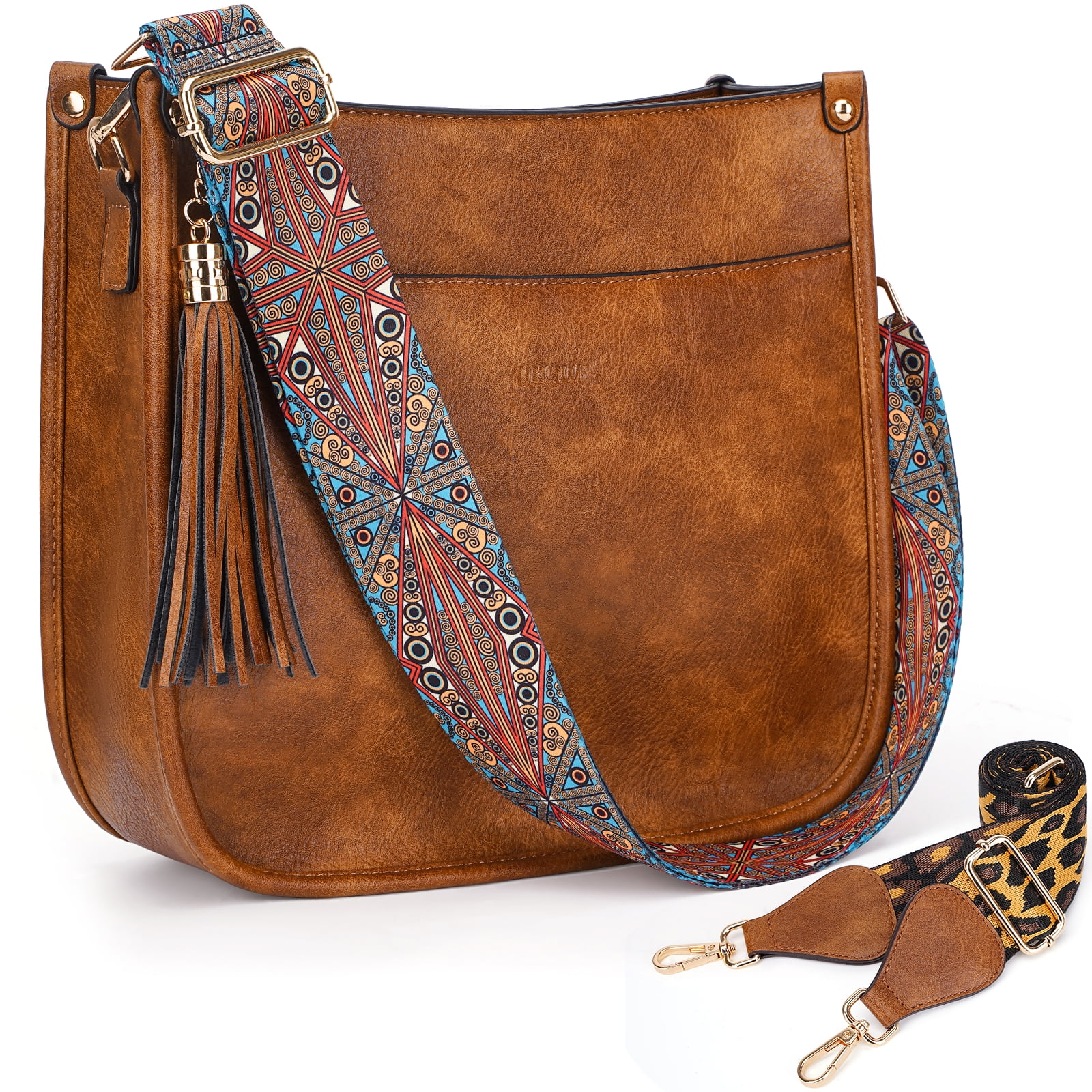 ◆VVV◆ SET BUCKLE HOBO SHOULDER CROSSBODY BROWN 24FWBG010BW HKCLUF-Women-s-Leather-Leopard