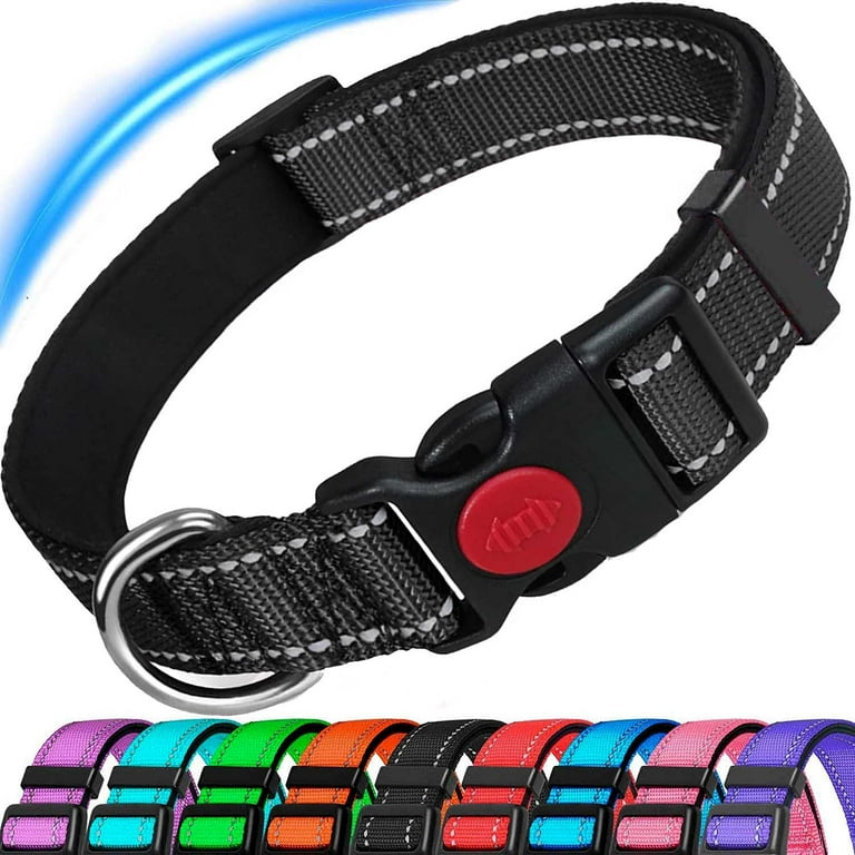 HKEEY Dog Collar Adjustable Reflective Nylon Dog Collar Classic Solid Colors Soft Neoprene Padding for Small Medium Sized Dogs Neck 9 14.2 inch