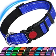 HKEEY Dog Collar, Reflective Adjustable Basic Dog and Cat Collar with Soft Neoprene Padding, Durable Nylon Pet Collars for Puppy Medium Large Dogs17.7-27.5