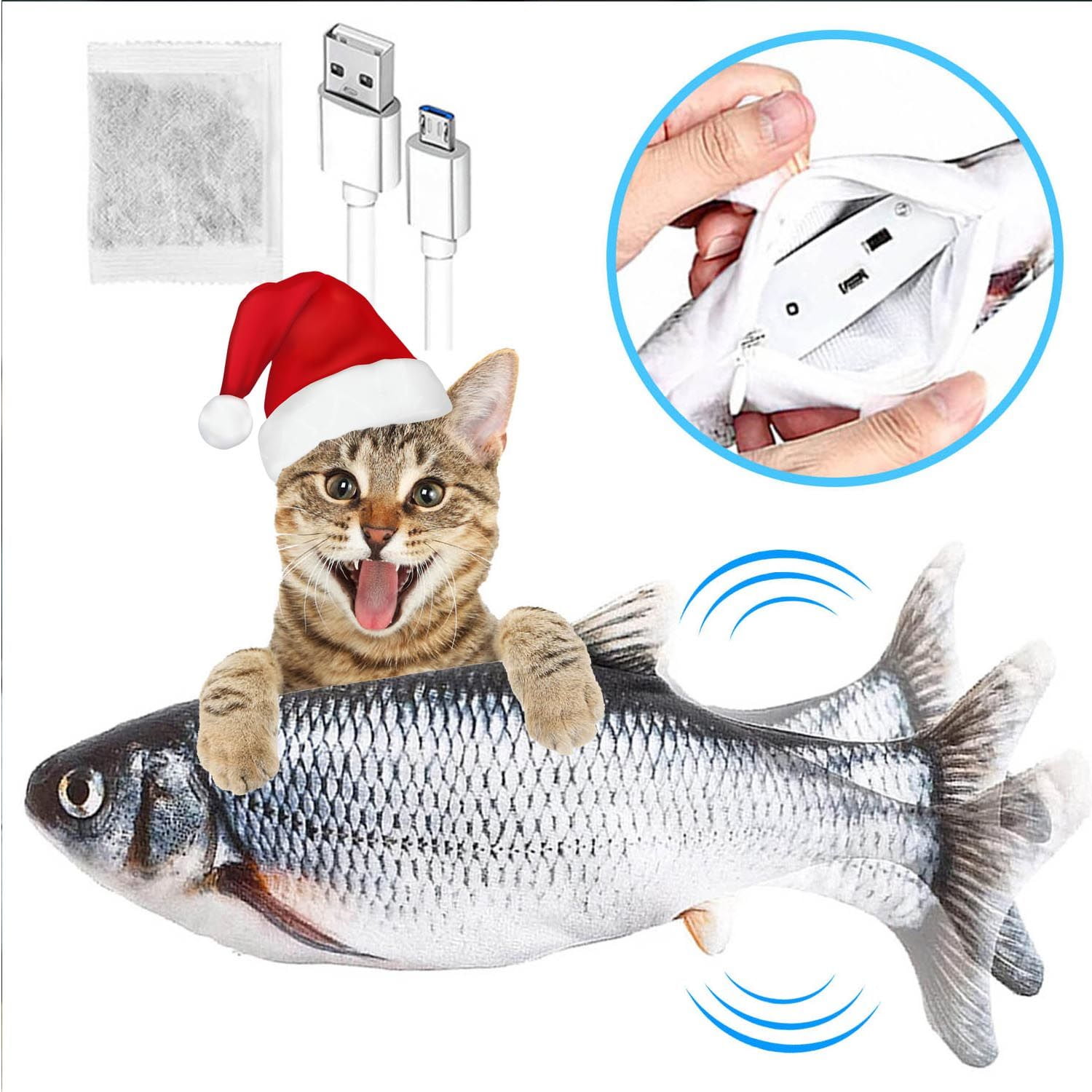 Flopping Fish Toy for Cat Interactive Floppy Fish Dog Toy Dancing Wiggle  Cat 12