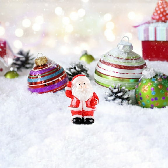 HKEJIAOI 1.22In Mini Resin Santa Claus Figurine Set for DIY Christmas Decorations, Flat-Bottom Holiday Ornaments for Tabletop and Tree Decor