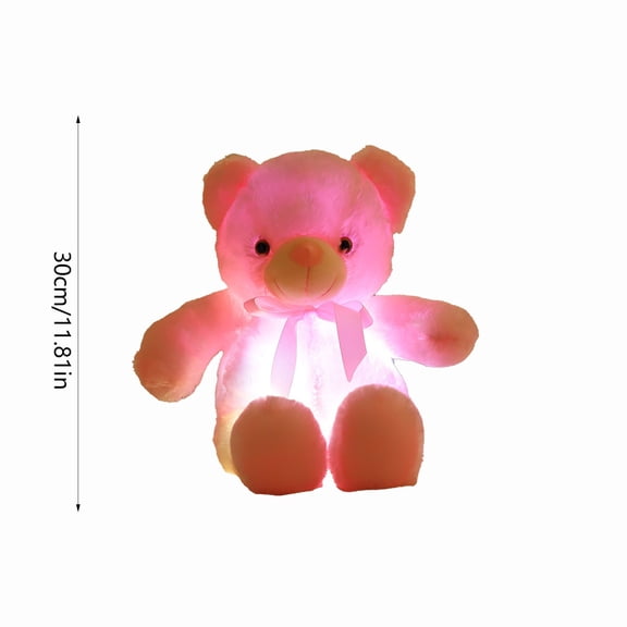 HKEJIAOI 11.8" LED Light-Up Stuffed Bear with Multicolored Lights, Soft Plush Toy, Valentine's Day Gift, Home Decor Night Light