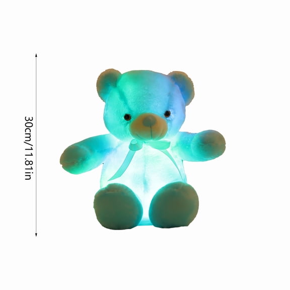 HKEJIAOI 11.8" LED Light-Up Stuffed Bear with Multicolored Lights, Soft Plush Toy, Valentine's Day Gift, Home Decor Night Light