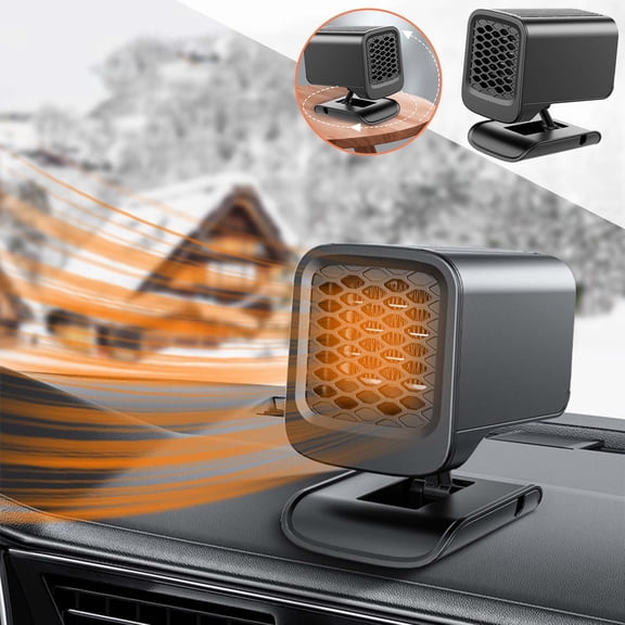 HKEJIAOI 12V Portable Car Heater & Defroster, 360° Rotatable Vehicle Interior Heater with Cigarette Lighter Plug, Fast Defogging Demister for Windshield 120W Compact Heater