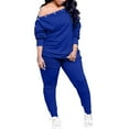 thumbnail image 1 of HKEJIAOI 2&nbsp;Piece Outfits for Women One Off Shoulder Buttoned-Down Tops with Ribbed Pant Set Tracksuit Clubwear, 1 of 8