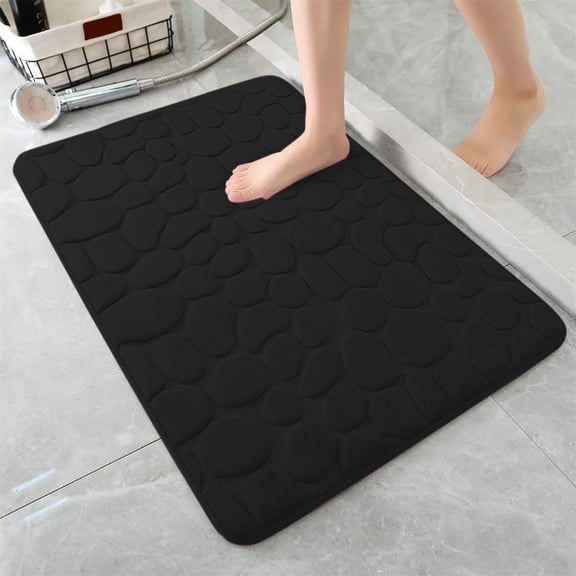 HKEJIAOI 20"x31.5" Memory Foam Bath Rug, Non-Slip Water Absorbent Washable Bathroom Mat, Thick Soft Comfortable Embossed Carpet for Shower, Indoor Outdoor Use