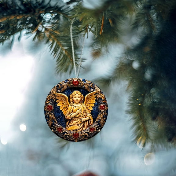 HKEJIAOI 3.14In Flat Vintage Santa Claus Christmas Tree Ornament, Retro Home Car Hanging Decor, Holiday Decoration for Fireplace and Gift Giving