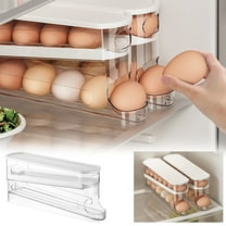 HKEJIAOI 3-Tier Automatic Rolling Refrigerator Egg Dispenser Organizer, Space-Saving Kitchen Storage Rack Holds 30 Eggs, Large Capacity