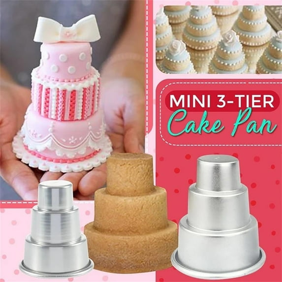 HKEJIAOI 3-Tier Mini Cake Pan, Aluminum Alloy Mould for Baking Evenly, Easy Release & Cleaning, Perfect for Homemade Cakes, Cupcakes & Muffins, Great Gift for Any Occasion