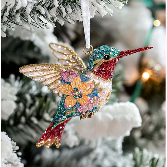 HKEJIAOI 6" Sun Catcher Hummingbird Pendant with Reflective Light Patterns for Home Garden Decor, Nature-Inspired Ornament and Holiday Gift
