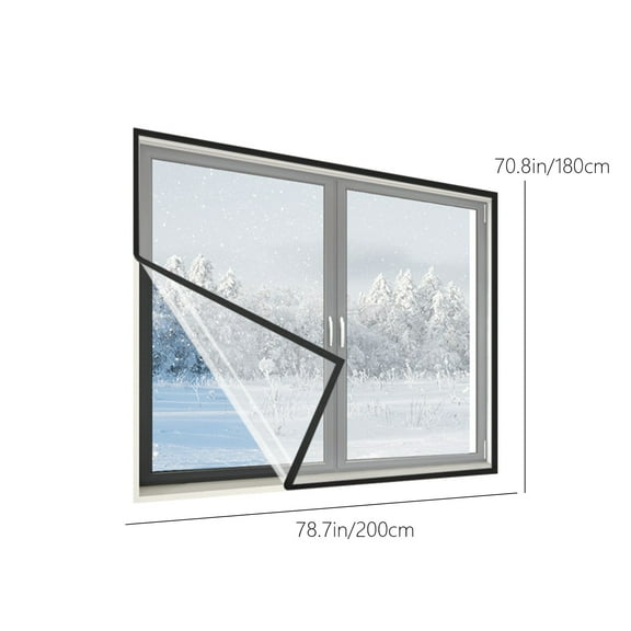 HKEJIAOI 70.8x78.74in Transparent ABS Windproof Thermal Insulation Film for Windows, Thickened Cold Proof Warm Curtain, Easy Install Self-Adhesive Seal