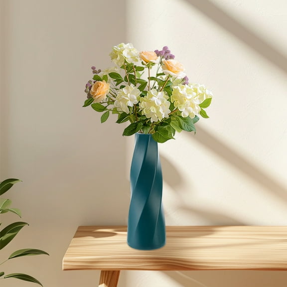 HKEJIAOI 8.27In Plastic Imitation Glazed Vase for Flower Arrangements, Home Decor Centerpiece for Living Room, TV Cabinet, Tabletop Display with Dried or Artificial Stems