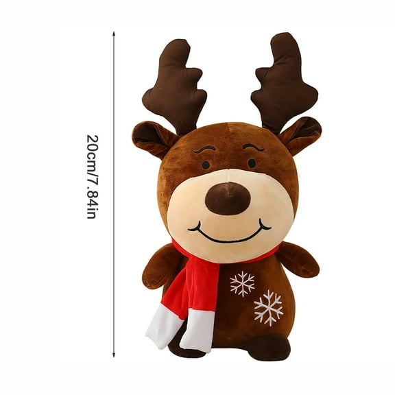 HKEJIAOI 8.6Inch Christmas Stuffed Reindeer Doll Plush Animal Toy Santa Claus Figure Ornament for Home Decor Xmas Gift