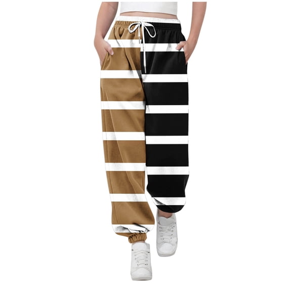 Lopecy-Sta Children Sports Pants Baggy Sweatpants Casual High Waisted Joggers Pants Fitted Sweat Pants with Pockets