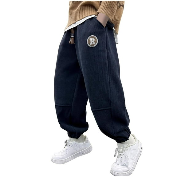 Lopecy-Sta Children's Casual Pants Baggy Pants Corduroy Pants Sporty Style Wide Leg Drawstring Waist Loose Sweatpants with Pockets