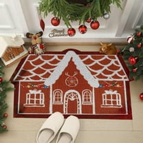 HKEJIAOI Christmas Holiday Doormat, Non-Slip Absorbent Entrance Mat, 15.7x23.6 Inch Indoor Outdoor Rug for Kitchen Bathroom Porch Laundry Room, Washable Polyester Floor Mat