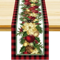 HKEJIAOI Christmas Table Runner, 13x72 Inch Polyester Holiday Table Runner for Dining Table Kitchen Island Party Decoration, Reusable Festive Home Decor