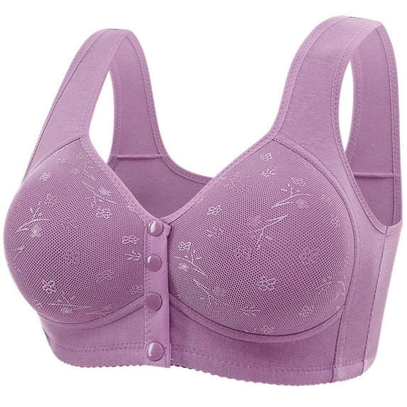 Lopecy-Sta Daisy Bras for Older Women Floral Plus Size Bra Wireless Front Closure Bras for Senior Daisy Comfort Tshirt Bra
