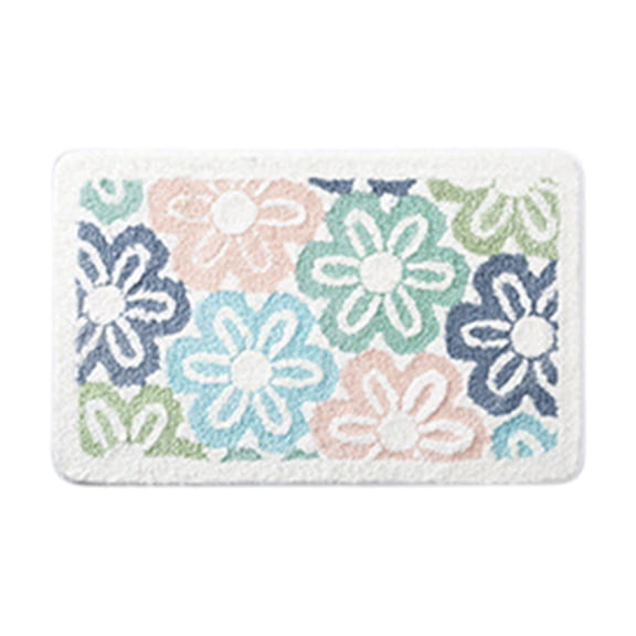 HKEJIAOI Extra Thick Floral Moss Bath Mat - Non-Slip Absorbent Bath Mat, Soft Microfiber Carpet for Bathroom, 16x24in, Quick Dry & Machine Washable, Rubber Backing, Home Decor Gift