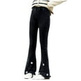 thumbnail image 1 of Lopecy-Sta Flare Jeans for Kids Bell Bottom Teen Denim Pants Flared Ripped Cute Bootcut Mid Rise Elastic Band Pockets Kids, 1 of 3