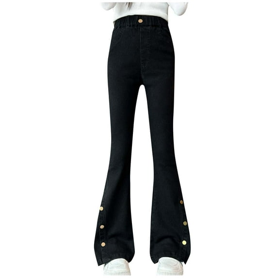 Lopecy-Sta Girls' Jeans 5-15 Years Denim Elastic Wasit Wide Leg Baggy Pants Kids Clothes High Waist Wide Leg Jeans