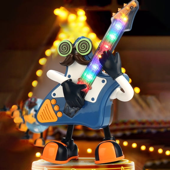 HKEJIAOI Interactive Dancing Robot Toy with Music, Lights, Rocking Saxophone & Guitar, Motion Sensor, Bump and Go Action, Gift for Ages 1+