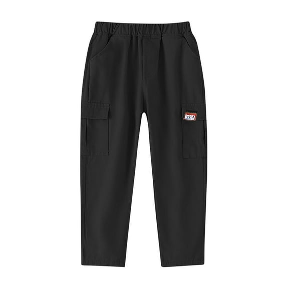 Lopecy-Sta Jogger Pants for Kids Elastic Waist Casual Sweatpants Sports Pants with Solid Color Loose Straight Leg Pull on Pants
