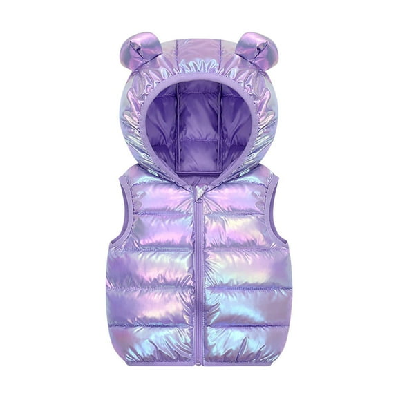 Lopecy-Sta Kids Down Vest Girls Boys Puffer Vest Hooded Warm Outerwear with Zipper Lightweight Sleeveless Outfit
