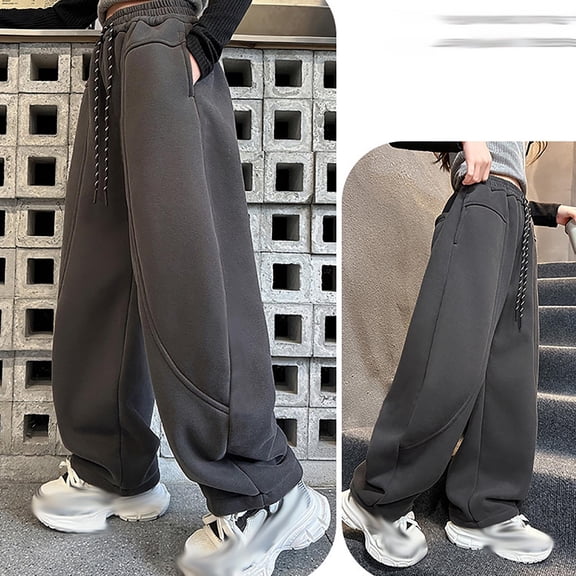 Lopecy-Sta Kis Sweatpants Streetwear Wide Leg Sweatpants - High Elastic Waist Baggy Pants with Pockets Straight Pants for Children