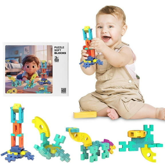 HKEJIAOI Large Soft Building Bricks Set, 72-Piece Educational Construction Toys for Creative Play and Learning, Ideal Gift