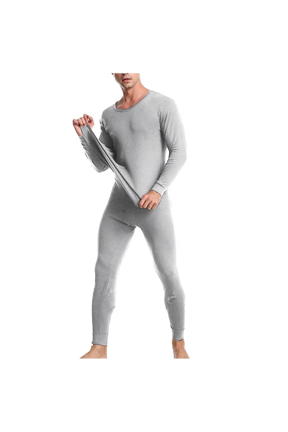 Long Johns Thermal Underwear for Men Solid Color Soft Fleece Lined Base Layer Cold Weather Top Bottom Gift Set