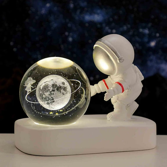 HKEJIAOI Luminous Planetary Crystal Ball with Hand Push Night Light, USB Powered Warming Bedside Lamp, Home Desktop Decoration