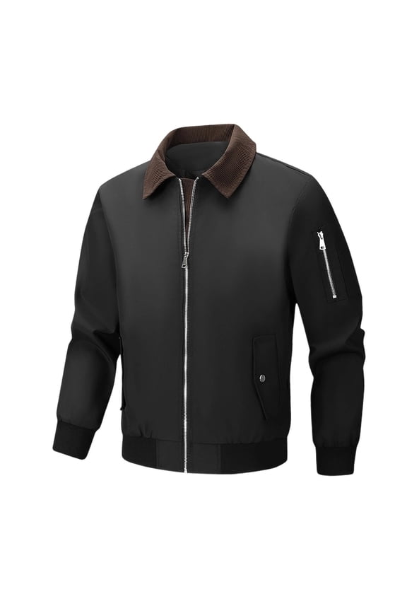 Men's Winter Bomber Jacket Windproof Warm Full Zipper Outer Wear Casual Flight Jacket Coat with Pockets